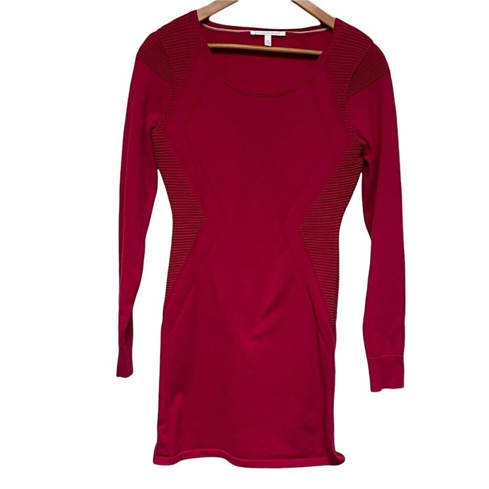 Victoria's Secret Sweater Dress Cotton Red Knit Long Sleeve Women's Size Small